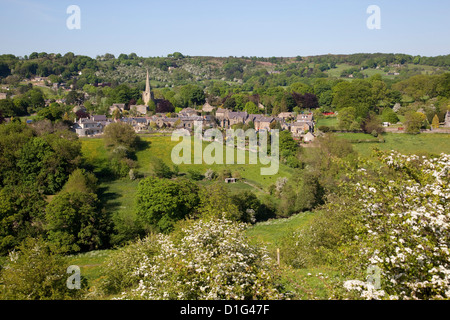 View over village and church, Ashover, Derbyshire, England, United Kingdom, Europe Stock Photo