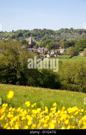 View over village and church, Ashover, Derbyshire, England, United Kingdom, Europe Stock Photo