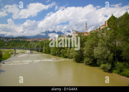 View of city and Duomo of San Martino, Belluno, Province of Belluno, Veneto, Italy, Europe Stock Photo