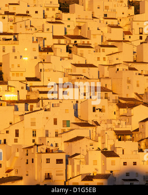 White Andalucian village at sunset, Casares, Andalucia, Spain, Europe Stock Photo