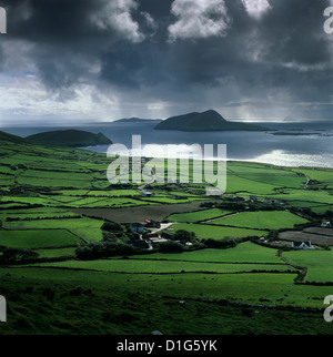 View over Blasket Sound to the Blasket Islands and Slea Head, The Dingle Peninsula, County Kerry, Munster, Republic of Ireland Stock Photo