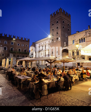 Evening dining in the old town, Verona, UNESCO World Heritage Site, Veneto, Italy, Europe Stock Photo