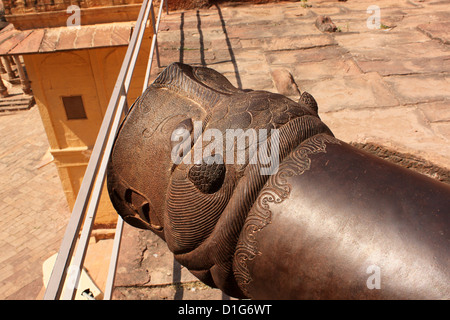 carved medieval cannon,  artillery used by rajpuths for defence.Mehrangarh fort Jodhpur Rajasthan india Stock Photo