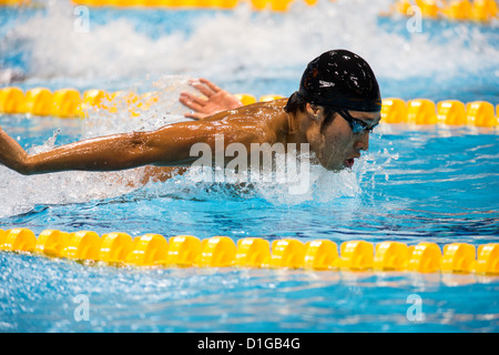 Kosuke Hagino (JPN) competing in the butterfly leg of the Men's 400m Individual Medley Heat at the 2012 Olympic Summer Games Stock Photo