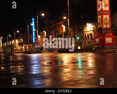 Weymouth in Dorset UK, England, Seaside town at night after rain showers Stock Photo