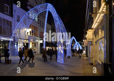 Mayfair West End London shops and Christmas lights Stock Photo