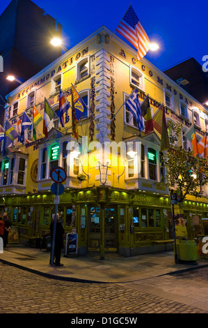 Vertical view of the Oliver St. John Gogarty's Pub in the Temple Bar district of Dublin at night. Stock Photo