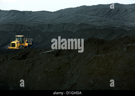 Mined coal is piled up at the West mine in Kamp-Lintfort, Germany, 20 December 2012. The mine is shut down at the end of the year. Photo: ROLAND WEIHRAUCH Stock Photo