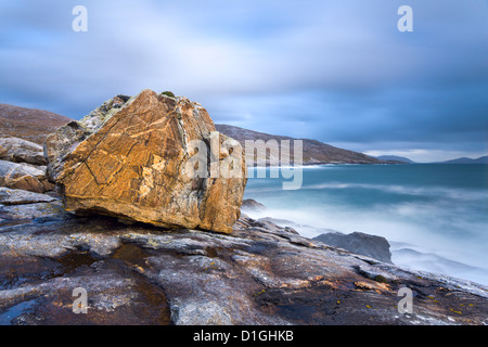 Giant Lewisian gneiss rock at Mealista on the south west coast of Lewis, Isle of Lewis, Outer Hebrides, Scotland Stock Photo