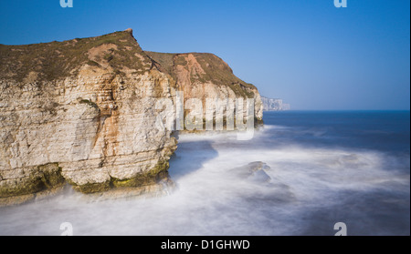 Pounding waves as the tide turns at Flamborough cliffs, East Yorkshire, Yorkshire, England, United Kingdom, Europe Stock Photo