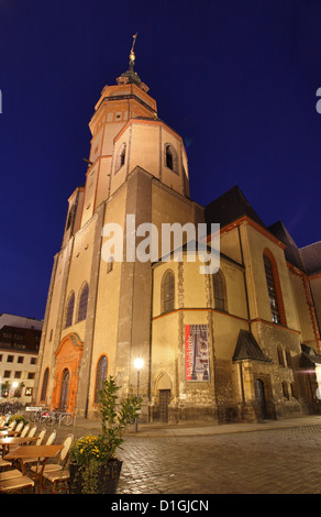 Leipzig, Germany, St. Nicholas Church in the city center at night Stock Photo