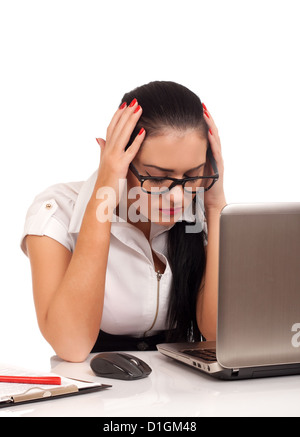 Portrait of business woman suffering from headache Stock Photo