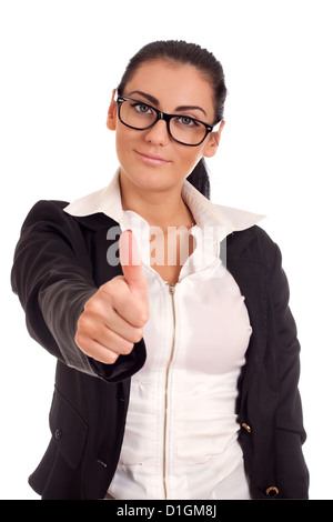 Young woman in glasses gesturing OK Stock Photo