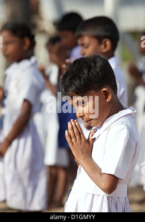 Navatkerny, Sri Lanka, students at morning roll call Stock Photo