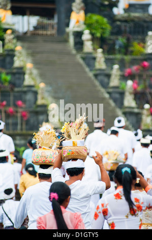 Hindu people at a religious Hindu festival at Besakih Temple (Pura Besakih), Bali, Indonesia, Southeast Asia, Asia