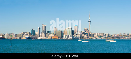 Panorama of the Auckland city skyline, Auckland, North Island, New Zealand, Pacific Stock Photo