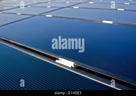 Solar panels on roof of house Stock Photo