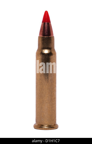 A 17 calibre single rifle bullet on a white background Stock Photo