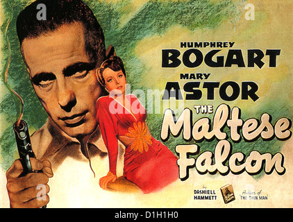 THE MALTESE FALCON Poster for 1941 Warner Bros film with Humphrey Bogart and Mary Astor Stock Photo