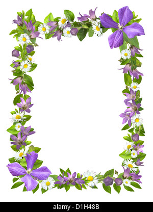 Frame made of flowers cutout on white background Stock Photo