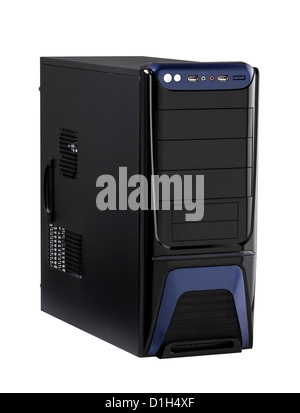 The computer case with high speed CPU isolated on white Stock Photo