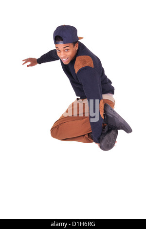 African dancer breakdance isolated over white background Stock Photo