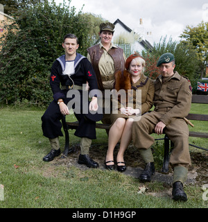 Wartime scene 1940's Seaforth Highlander & Sweetheart, Royal Navy Leading Rate & WTS Womens Transport Service F.A.N.Y Stock Photo