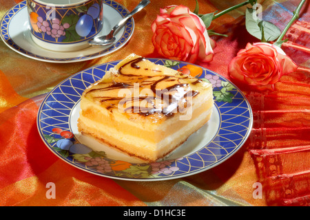 Orange cake with jelly and chocolate Stock Photo