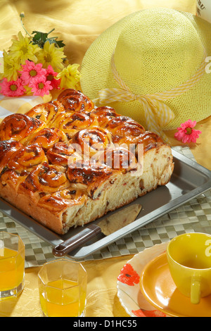 Yeast cake with raisins Stock Photo