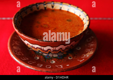 A bowl of traditional beef soup is served in Bulgaria. Stock Photo