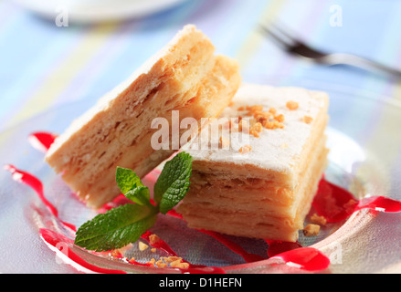 Mille-feuille pastry dusted with powdered sugar Stock Photo