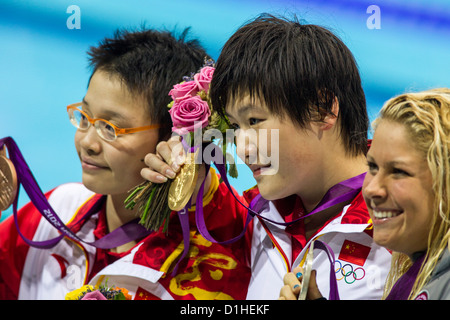 Ye Shiwen (CHN)-C- wins the gold medal in the Women's 400 meter Individual Medley Final in the 2012 Olympic Summer Games, London Stock Photo