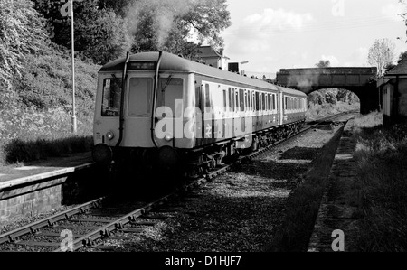 Train at Claverdon station, Warwickshire, England, UK. 1985 Stock Photo