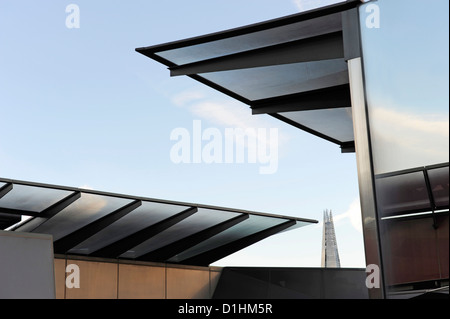 Distant photograph of the Shard, London's latest iconic building as seen from the roof terrace of One New Change, London EC4. Stock Photo