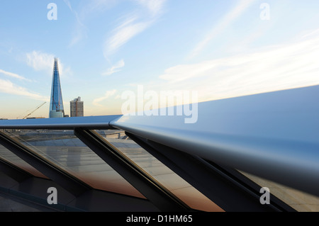 Distant photograph of the Shard, London's latest iconic building as seen from the roof terrace of One New Change, London EC4. Stock Photo