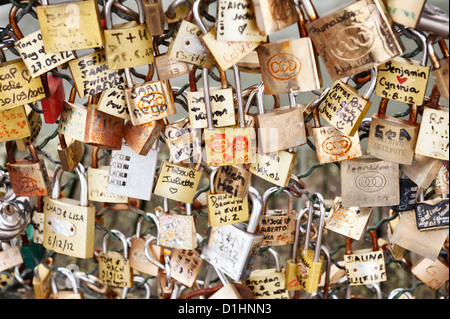 Pont des Arts love locks - Paris bridge Stock Photo