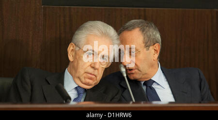 Sunday, December 23rd. Rome Italy. Italian Prime Minister Mario Monti end of year address and conference to the Italian Order of Journalists. Stock Photo