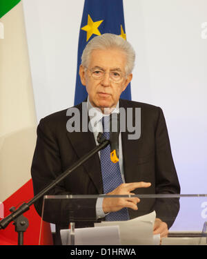 Sunday, December 23rd. Rome Italy. Italian Prime Minister Mario Monti end of year address and conference to the Italian Order of Journalists. Stock Photo