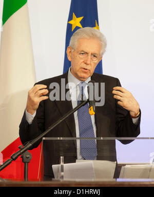 Sunday, December 23rd. Rome Italy. Italian Prime Minister Mario Monti end of year address and conference to the Italian Order of Journalists. Stock Photo