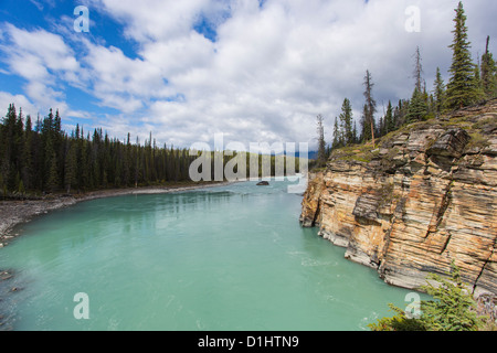 Athabasca River at Athabasca Falls along the Icefields Parkway in Jasper National Park in Alberta Canada in the Canadian Rockies Stock Photo