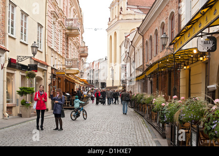 Didžioji Street, the main street in the old town in Vilnius, the capital of Lithuania. Stock Photo