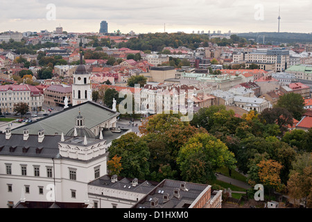 View from Gediminas' Tower across the rooftops of the old town in Vilnius, the capital of Lithuania. Stock Photo