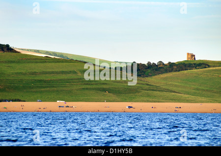 St Catherine's Chapel, Abbotsbury, Jurassic Coast, Dorset, from the sea. Chesil Beach and strip lytchetts Stock Photo