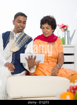 punjabi family ,mother and son with traditional punjab dress Stock Photo