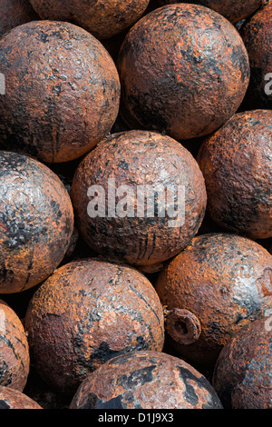 Stacked Cannonballs at Morro Castle, San Juan, Puerto Rico Stock Photo