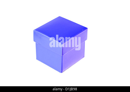 A small blue box isolated on white Stock Photo