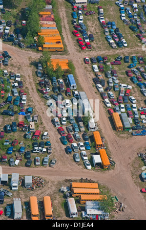 Aerial view of junk yard in Wexford County, Michigan, USA Stock Photo