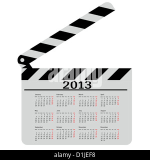 calendar for 2013, movie clapper board. Stock Photo