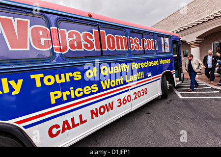 Foreclosure real estate bus tour in Las Vegas, NV. Stock Photo