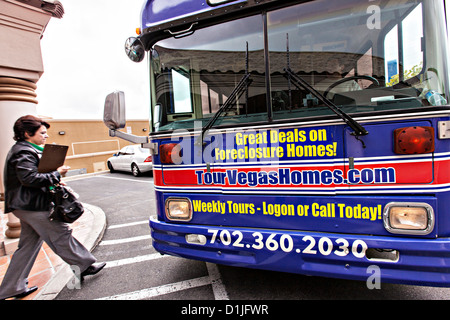 Foreclosure real estate bus tour in Las Vegas, NV. Stock Photo